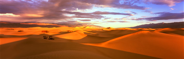 Panorama Landscape Photography Perfect Sunrise at Mesquite Flat Sand Dunes, Death Valley